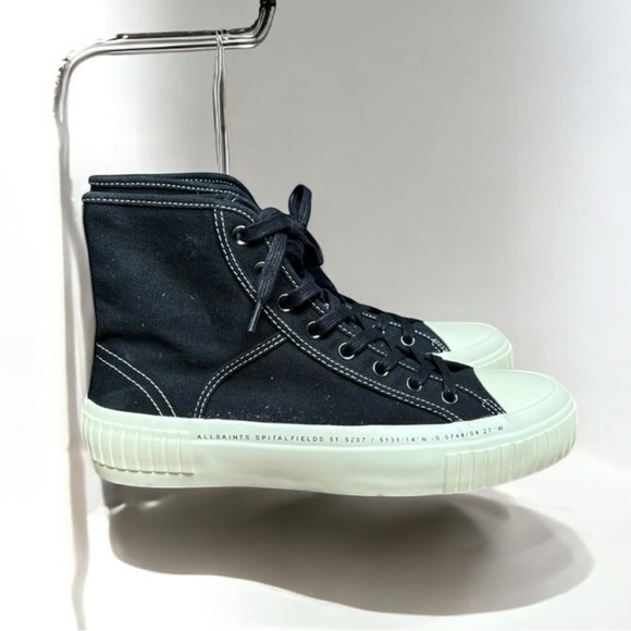 🌻NEW All Saints Black & White Douglas High Top Sneaker Mens Size 41 US Size 8 - Picture 1 of 11